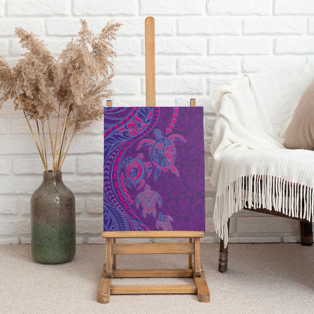 Hawaiian Turtles and Polynesian Art Tattoo Canvas Wall Art Dusky Violet LT03 - Polynesian Pride