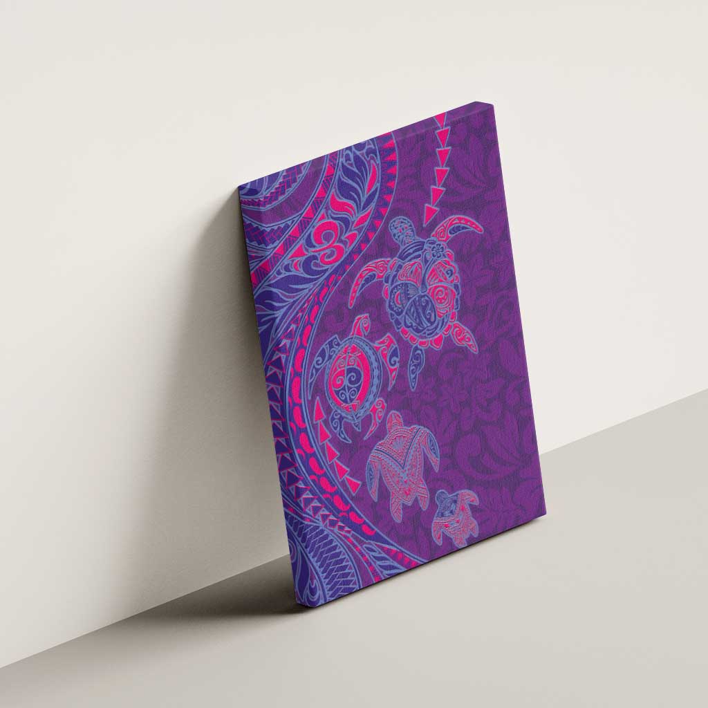 Hawaiian Turtles and Polynesian Art Tattoo Canvas Wall Art Dusky Violet LT03 - Polynesian Pride