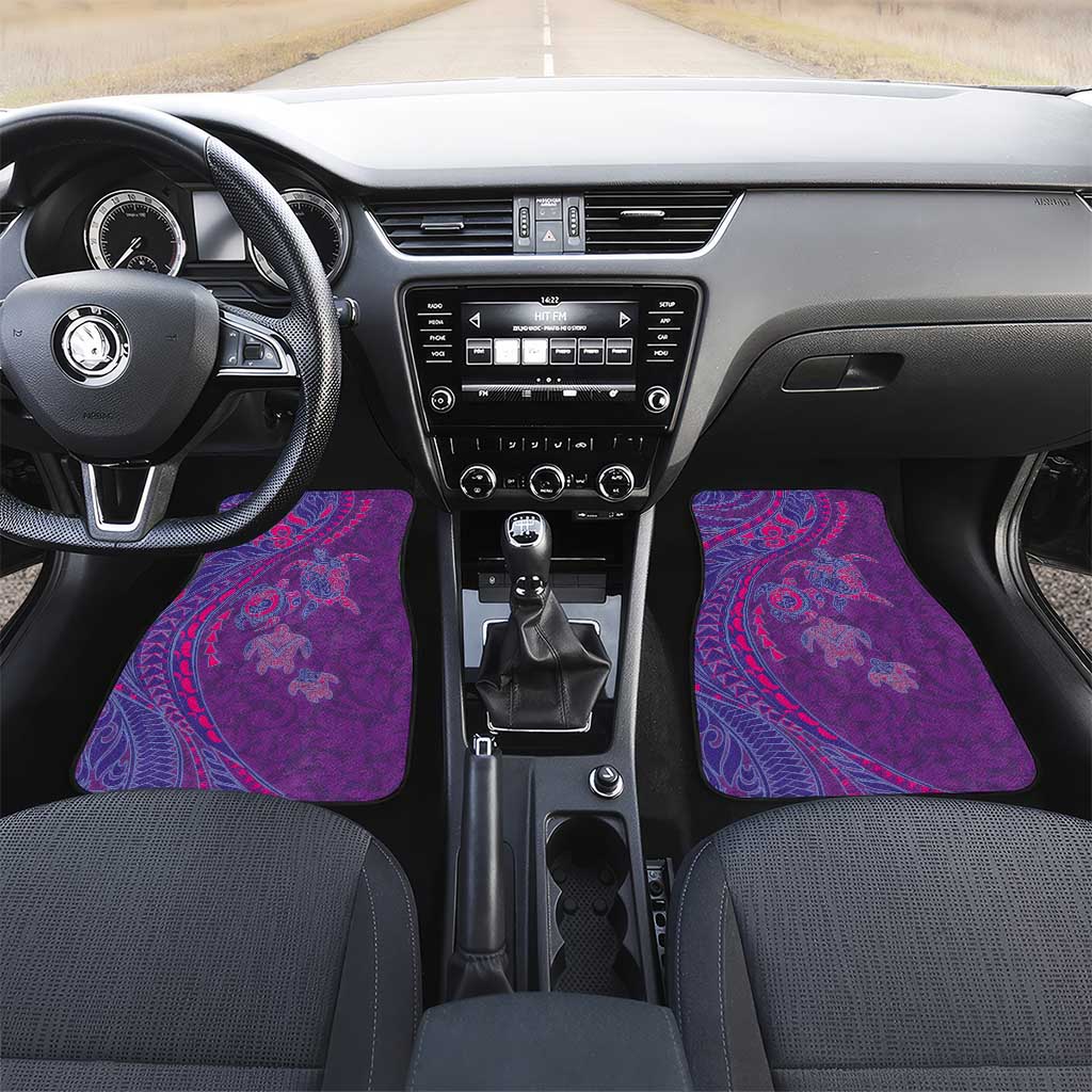 Hawaiian Turtles and Polynesian Art Tattoo Car Mats Dusky Violet LT03 Set 2pcs - Front Purple - Polynesian Pride