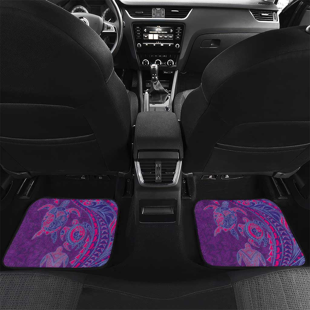 Hawaiian Turtles and Polynesian Art Tattoo Car Mats Dusky Violet LT03 Set 2pcs - Back Purple - Polynesian Pride