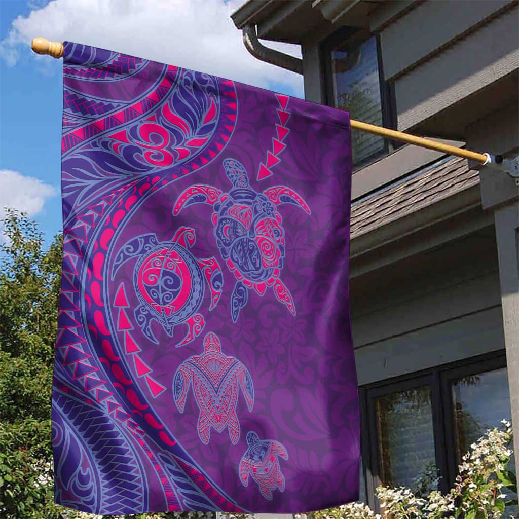 Hawaiian Turtles and Polynesian Art Tattoo Garden Flag Dusky Violet LT03 - Polynesian Pride