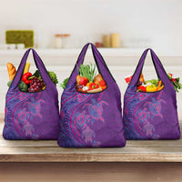 Hawaiian Turtles and Polynesian Art Tattoo Grocery Bag Dusky Violet LT03 3-pack One Size Purple - Polynesian Pride
