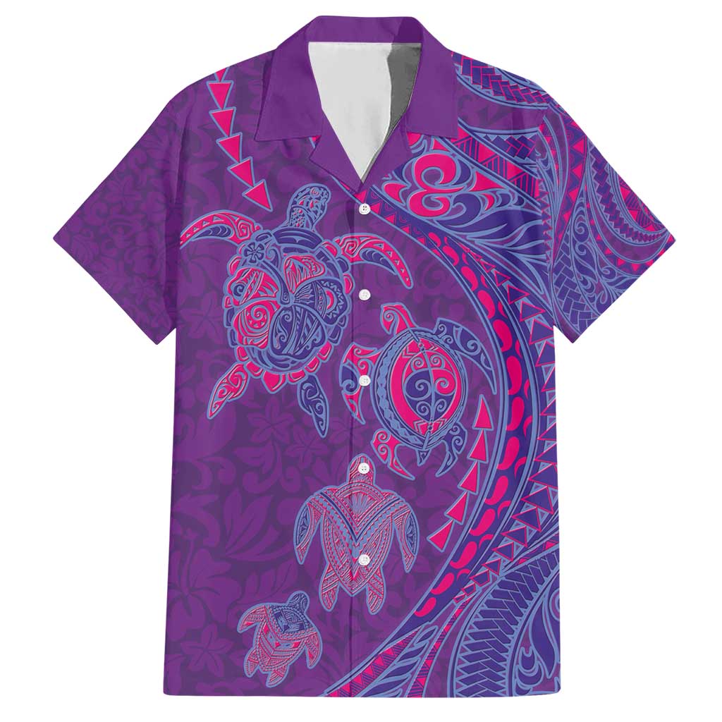 Hawaiian Turtles and Polynesian Art Tattoo Hawaiian Shirt Dusky Violet LT03 Purple - Polynesian Pride
