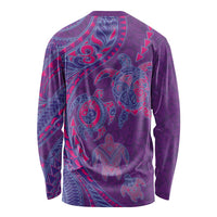 Hawaiian Turtles and Polynesian Art Tattoo Long Sleeve Shirt Dusky Violet LT03 - Polynesian Pride