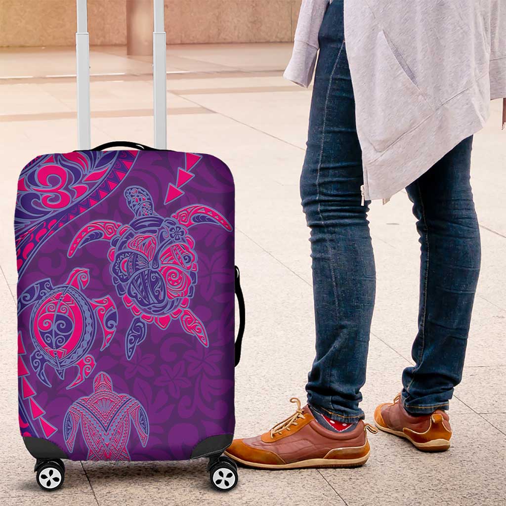 Hawaiian Turtles and Polynesian Art Tattoo Luggage Cover Dusky Violet LT03 Purple - Polynesian Pride