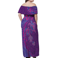 Hawaiian Turtles and Polynesian Art Tattoo Off Shoulder Maxi Dress Dusky Violet LT03 - Polynesian Pride