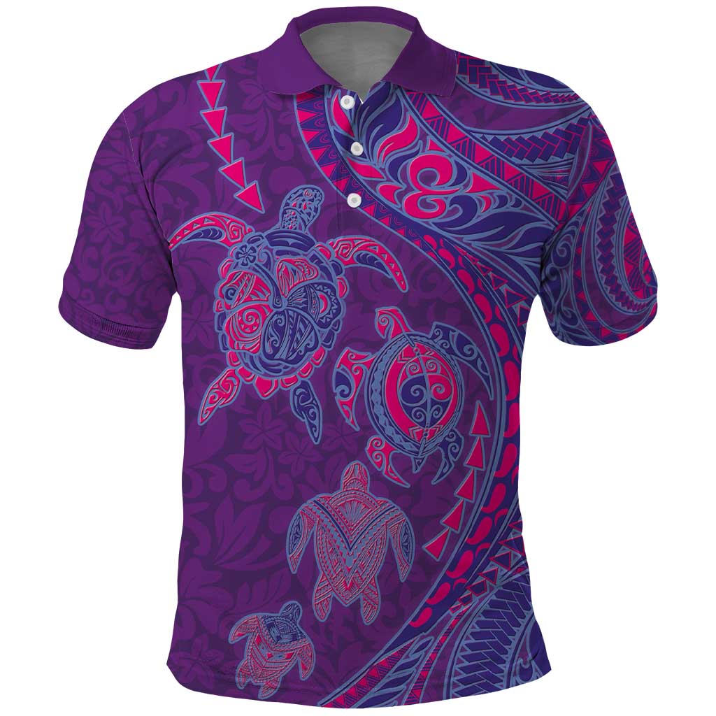 Hawaiian Turtles and Polynesian Art Tattoo Polo Shirt Dusky Violet LT03 Purple - Polynesian Pride