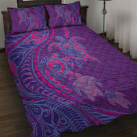Hawaiian Turtles and Polynesian Art Tattoo Quilt Bed Set Dusky Violet LT03 Purple - Polynesian Pride