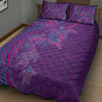 Hawaiian Turtles and Polynesian Art Tattoo Quilt Bed Set Dusky Violet LT03 - Polynesian Pride