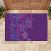 Hawaiian Turtles and Polynesian Art Tattoo Rubber Doormat Dusky Violet LT03 Purple - Polynesian Pride