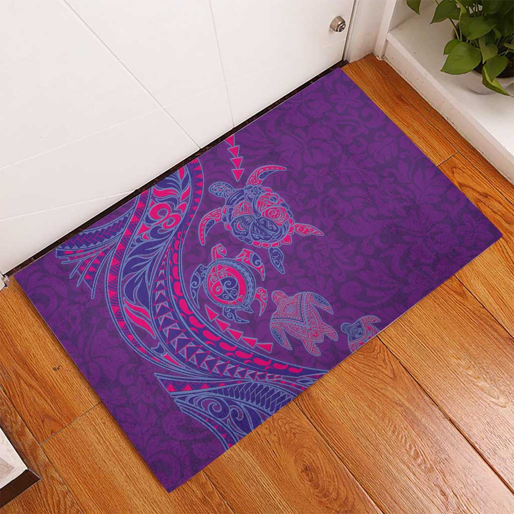 Hawaiian Turtles and Polynesian Art Tattoo Rubber Doormat Dusky Violet LT03 - Polynesian Pride