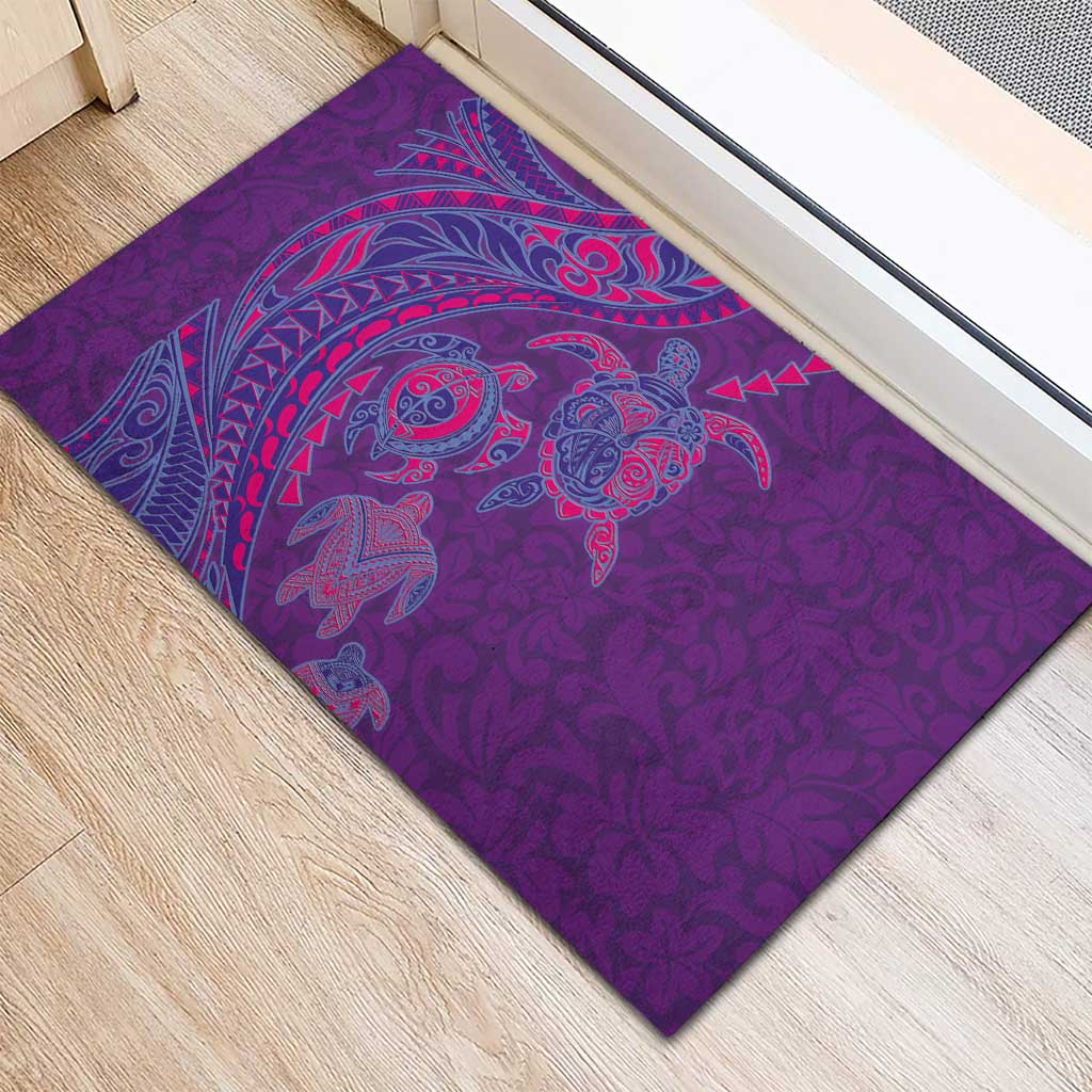 Hawaiian Turtles and Polynesian Art Tattoo Rubber Doormat Dusky Violet LT03 - Polynesian Pride
