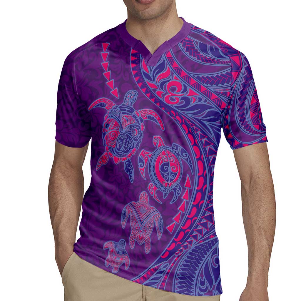Hawaiian Turtles and Polynesian Art Tattoo Rugby Jersey Dusky Violet LT03 - Polynesian Pride