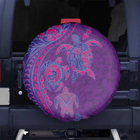 Hawaiian Turtles and Polynesian Art Tattoo Spare Tire Cover Dusky Violet LT03 No hole Purple - Polynesian Pride