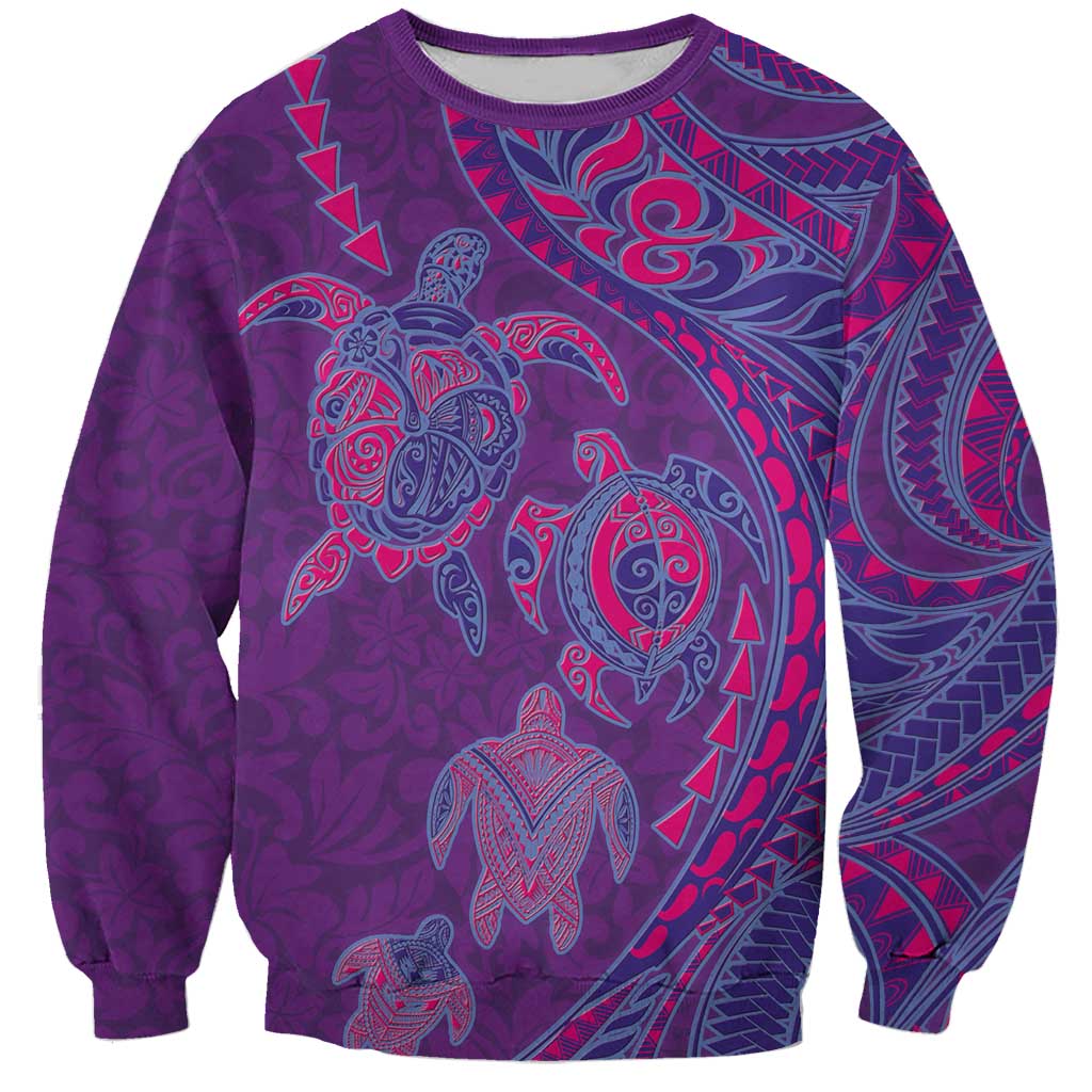 Hawaiian Turtles and Polynesian Art Tattoo Sweatshirt Dusky Violet LT03 Unisex Purple - Polynesian Pride