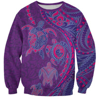 Hawaiian Turtles and Polynesian Art Tattoo Sweatshirt Dusky Violet LT03 Unisex Purple - Polynesian Pride