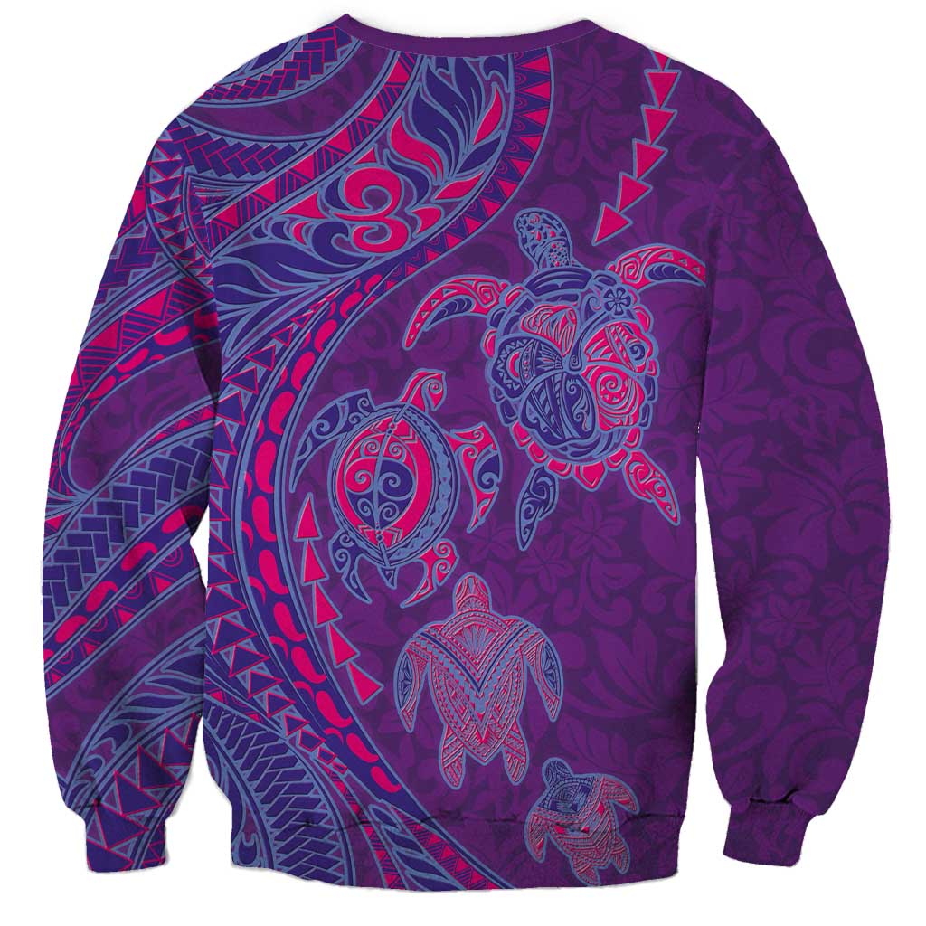 Hawaiian Turtles and Polynesian Art Tattoo Sweatshirt Dusky Violet LT03 - Polynesian Pride