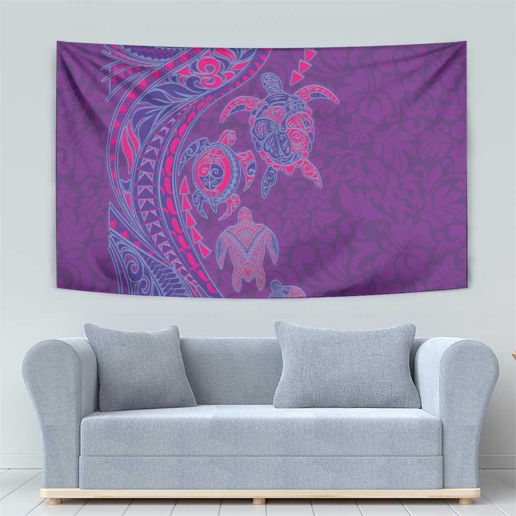 Hawaiian Turtles and Polynesian Art Tattoo Tapestry Dusky Violet LT03 - Polynesian Pride