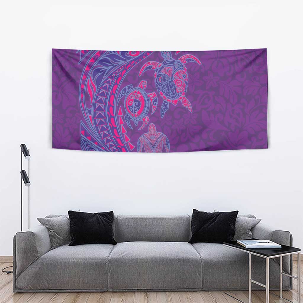 Hawaiian Turtles and Polynesian Art Tattoo Tapestry Dusky Violet LT03 - Polynesian Pride