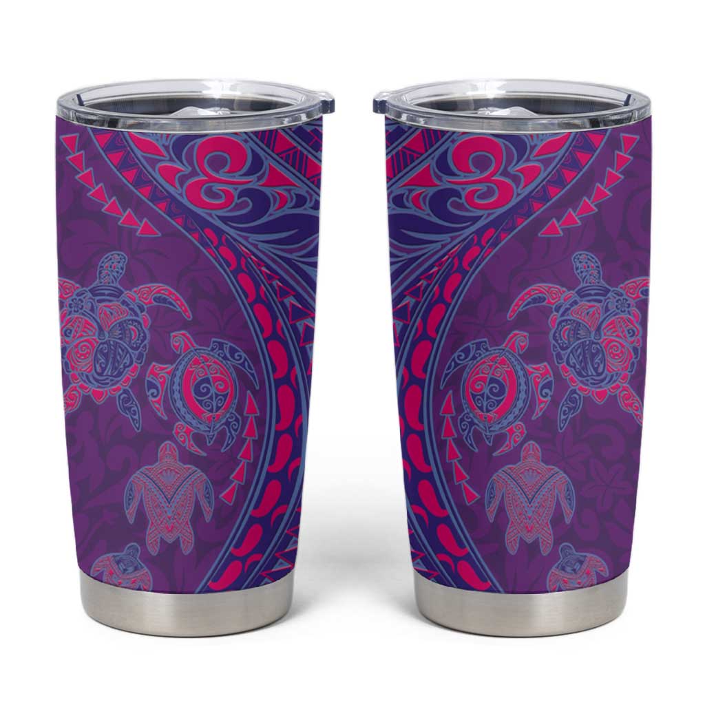 Hawaiian Turtles and Polynesian Art Tattoo Tumbler Cup Dusky Violet LT03 Purple - Polynesian Pride