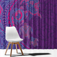 Hawaiian Turtles and Polynesian Art Tattoo Window Curtain Dusky Violet LT03 - Polynesian Pride