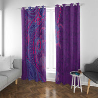 Hawaiian Turtles and Polynesian Art Tattoo Window Curtain Dusky Violet LT03 With Grommets Purple - Polynesian Pride