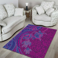 Hawaiian Turtles and Polynesian Art Tattoo Area Rug Cerise LT03 - Polynesian Pride
