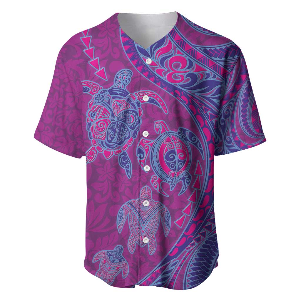 Hawaiian Turtles and Polynesian Art Tattoo Baseball Jersey Cerise LT03 Pink - Polynesian Pride
