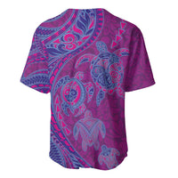 Hawaiian Turtles and Polynesian Art Tattoo Baseball Jersey Cerise LT03 - Polynesian Pride