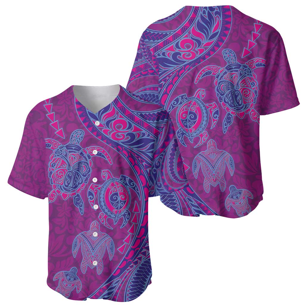 Hawaiian Turtles and Polynesian Art Tattoo Baseball Jersey Cerise LT03 - Polynesian Pride