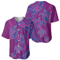 Hawaiian Turtles and Polynesian Art Tattoo Baseball Jersey Cerise LT03 - Polynesian Pride
