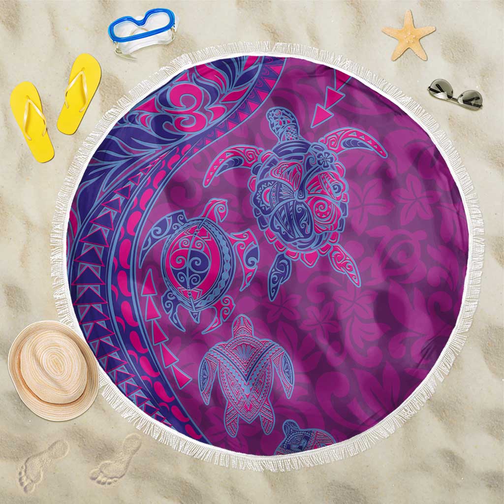 Hawaiian Turtles and Polynesian Art Tattoo Beach Blanket Cerise LT03 One Size 150cm Pink - Polynesian Pride
