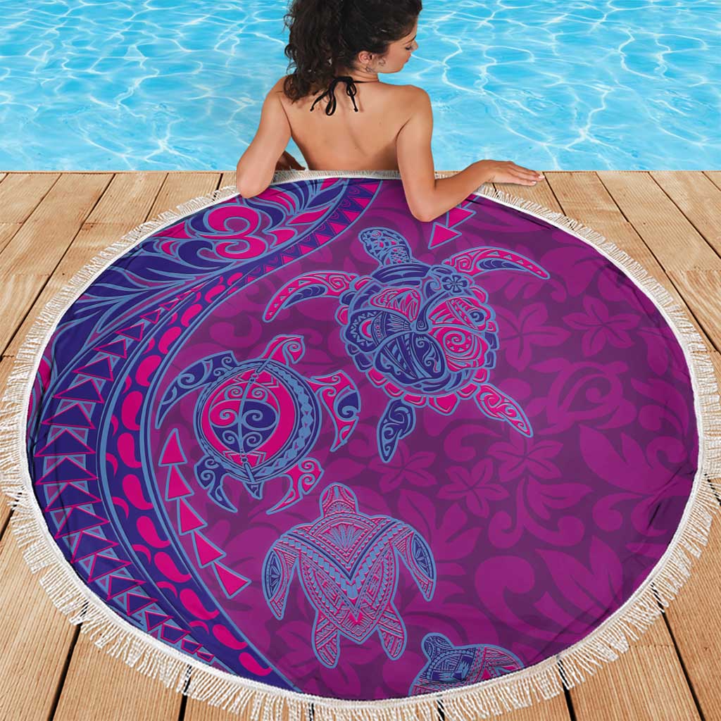 Hawaiian Turtles and Polynesian Art Tattoo Beach Blanket Cerise LT03 - Polynesian Pride