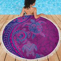 Hawaiian Turtles and Polynesian Art Tattoo Beach Blanket Cerise LT03 - Polynesian Pride