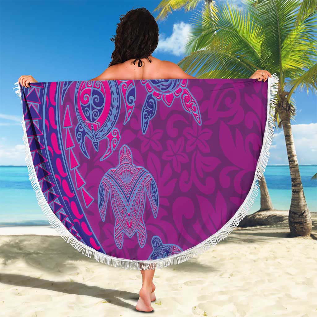 Hawaiian Turtles and Polynesian Art Tattoo Beach Blanket Cerise LT03 - Polynesian Pride