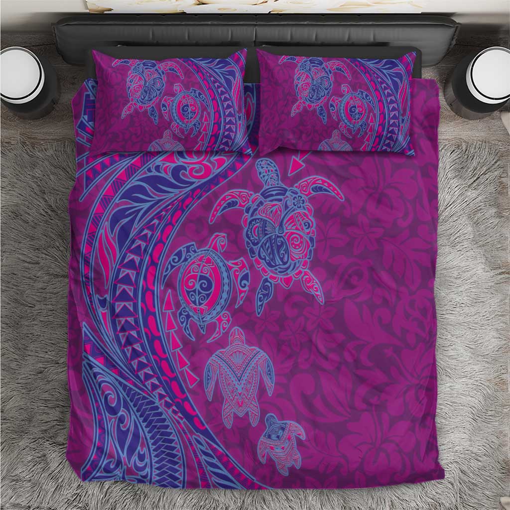 Hawaiian Turtles and Polynesian Art Tattoo Bedding Set Cerise LT03 Pink - Polynesian Pride