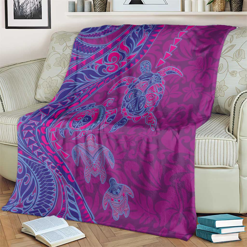 Hawaiian Turtles and Polynesian Art Tattoo Blanket Cerise LT03 - Polynesian Pride
