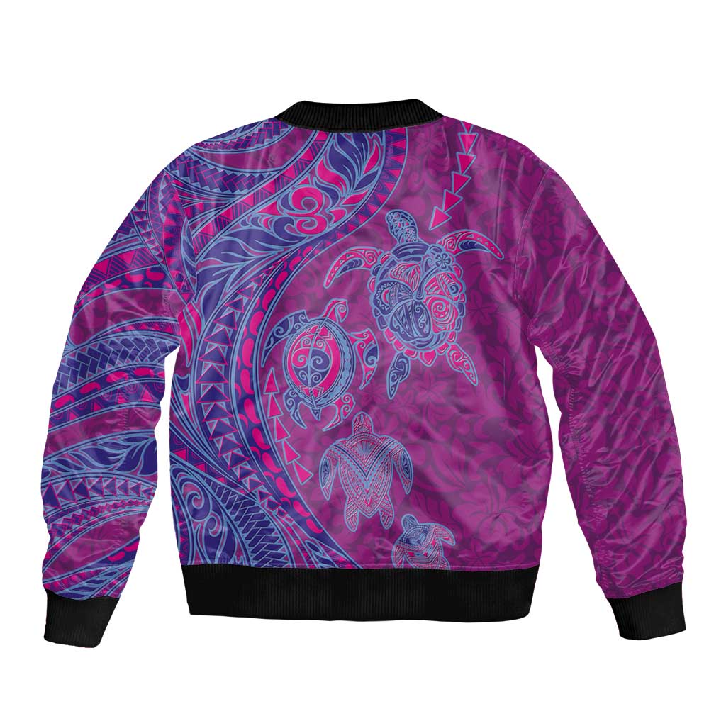 Hawaiian Turtles and Polynesian Art Tattoo Bomber Jacket Cerise LT03 - Polynesian Pride