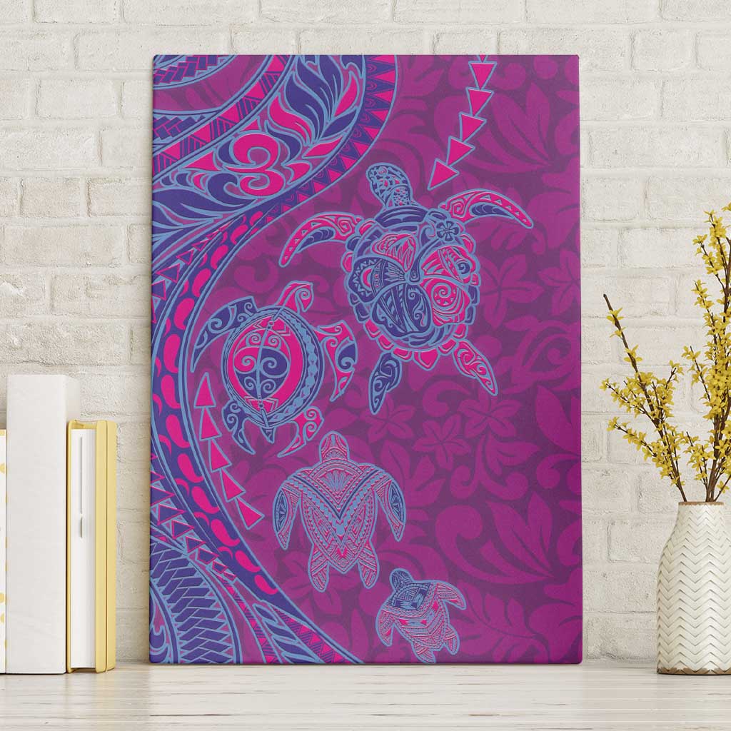 Hawaiian Turtles and Polynesian Art Tattoo Canvas Wall Art Cerise LT03 Without Frame Pink - Polynesian Pride