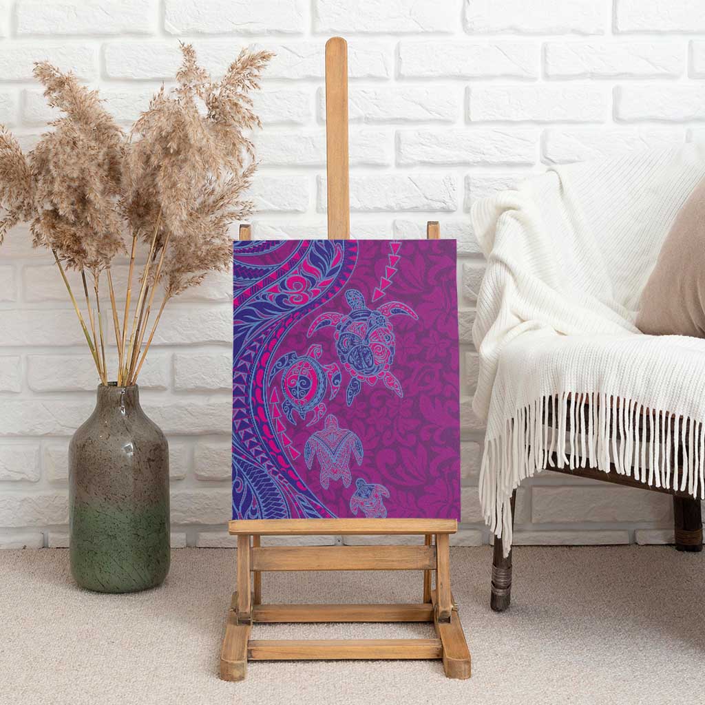 Hawaiian Turtles and Polynesian Art Tattoo Canvas Wall Art Cerise LT03 - Polynesian Pride