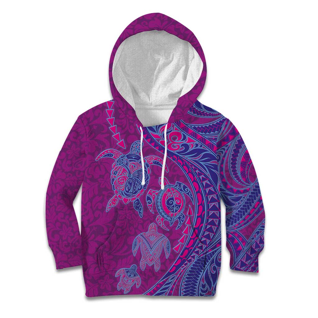 Hawaiian Turtles and Polynesian Art Tattoo Kid Hoodie Cerise LT03 Hoodie Pink - Polynesian Pride