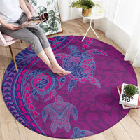 Hawaiian Turtles and Polynesian Art Tattoo Round Carpet Cerise LT03 - Polynesian Pride