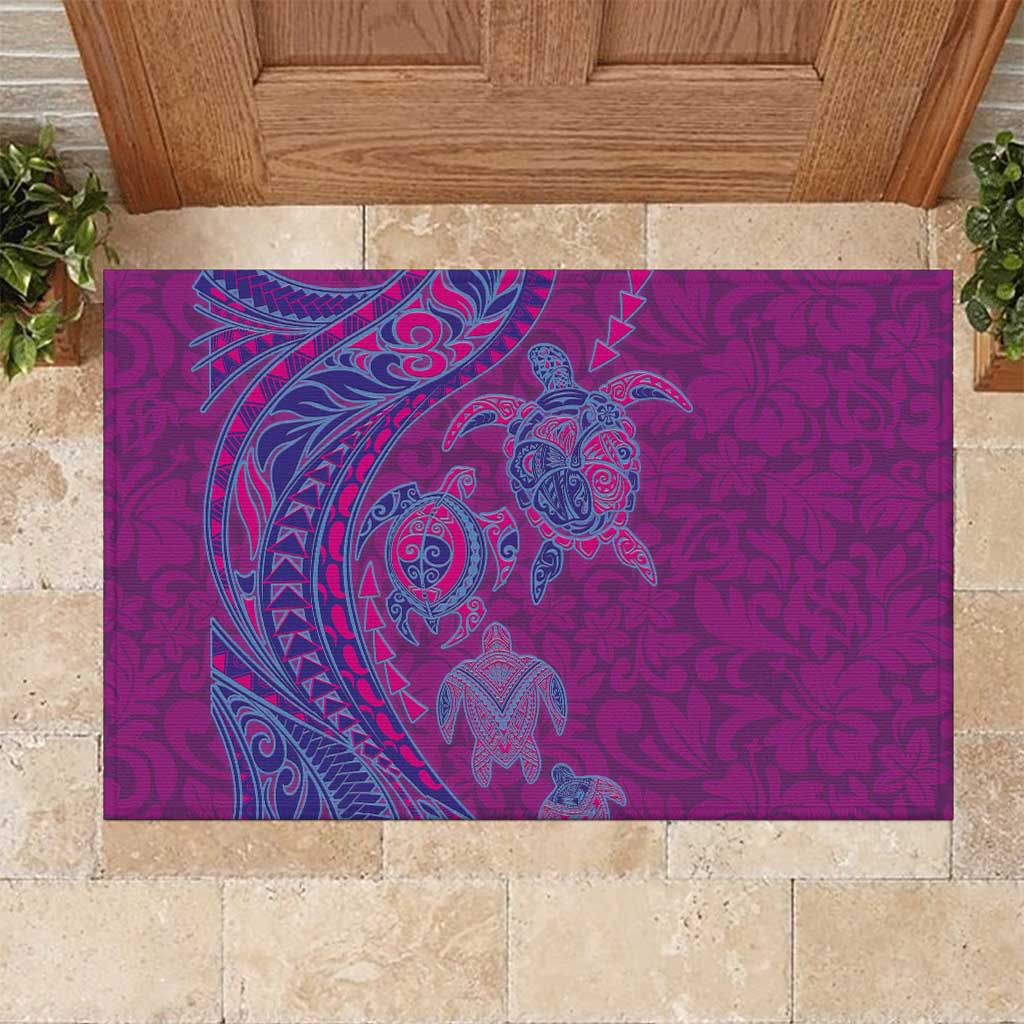 Hawaiian Turtles and Polynesian Art Tattoo Rubber Doormat Cerise LT03 Pink - Polynesian Pride