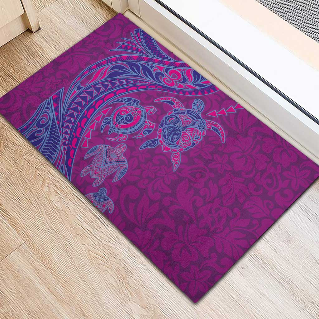 Hawaiian Turtles and Polynesian Art Tattoo Rubber Doormat Cerise LT03 - Polynesian Pride