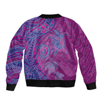 Hawaiian Turtles and Polynesian Art Tattoo Sleeve Zip Bomber Jacket Cerise LT03 - Polynesian Pride