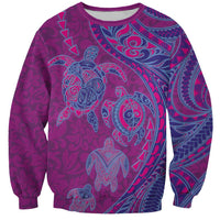 Hawaiian Turtles and Polynesian Art Tattoo Sweatshirt Cerise LT03 Unisex Pink - Polynesian Pride