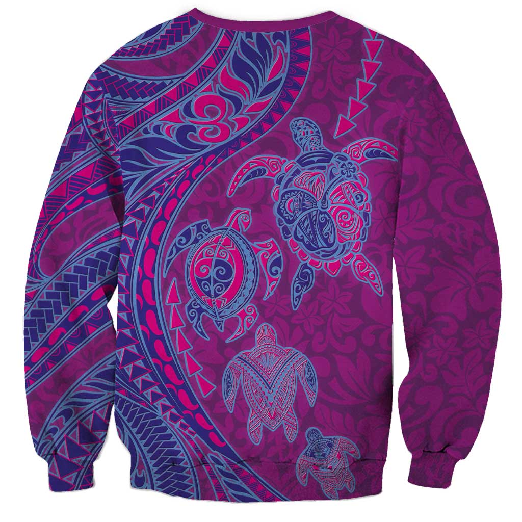 Hawaiian Turtles and Polynesian Art Tattoo Sweatshirt Cerise LT03 - Polynesian Pride