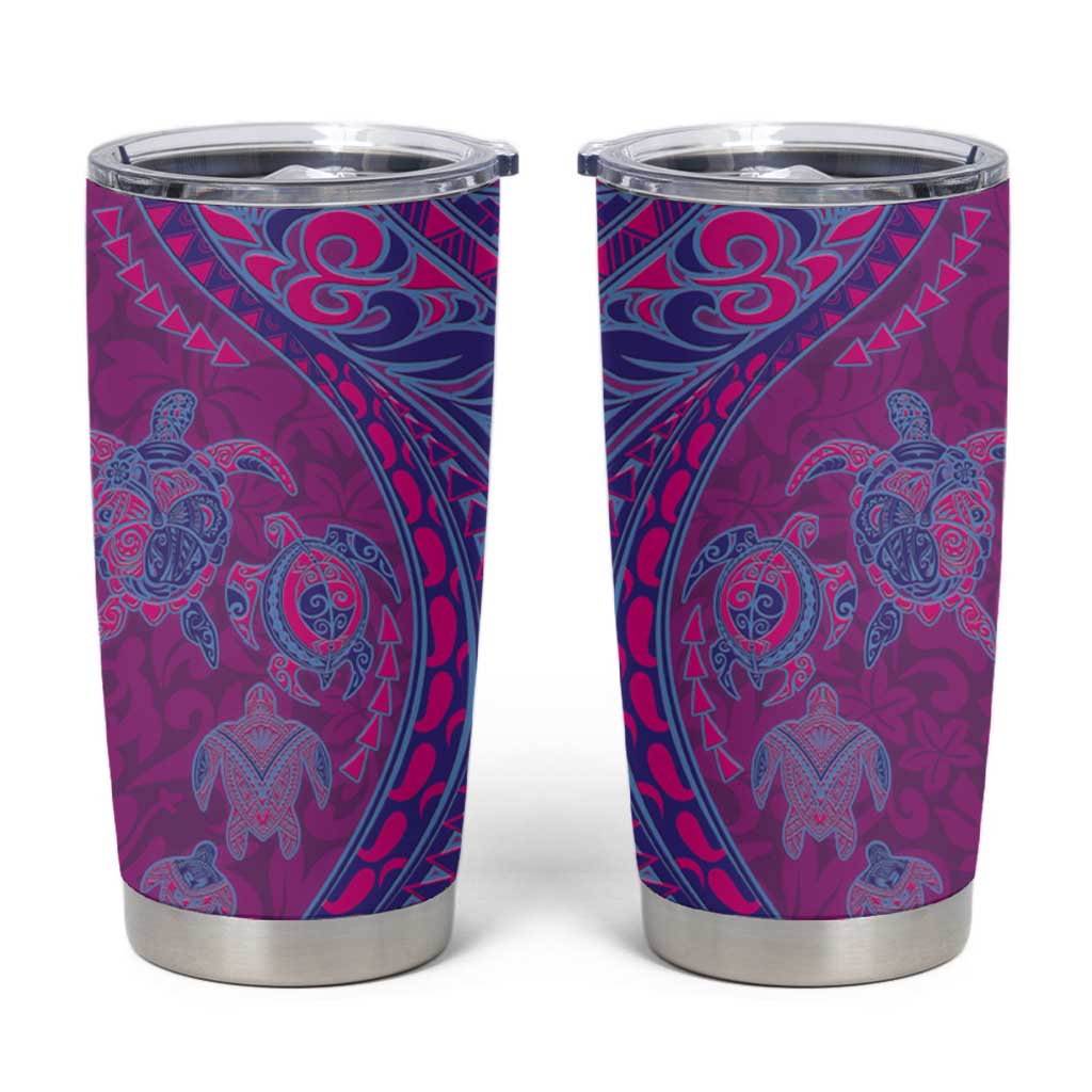 Hawaiian Turtles and Polynesian Art Tattoo Tumbler Cup Cerise LT03 Pink - Polynesian Pride