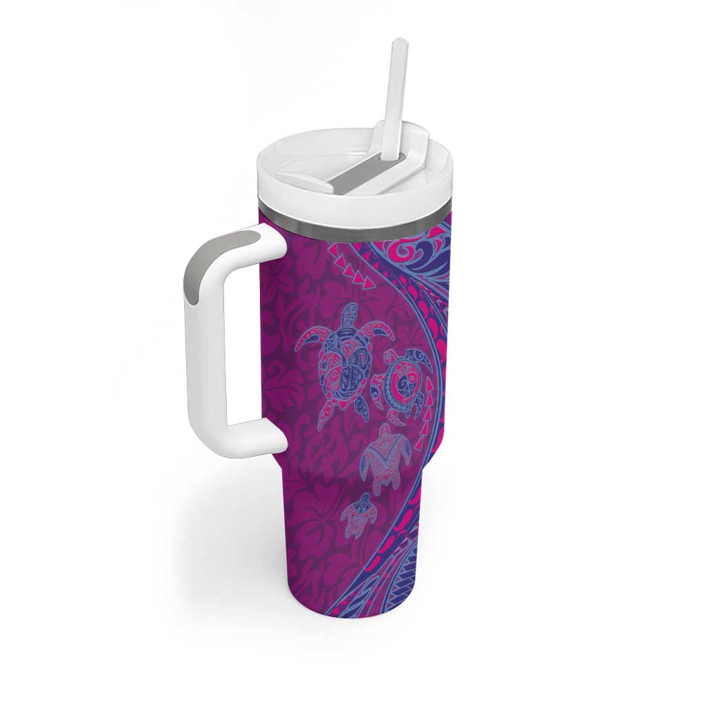 Hawaiian Turtles and Polynesian Art Tattoo Tumbler With Handle Cerise LT03 - Polynesian Pride