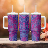 Hawaiian Turtles and Polynesian Art Tattoo Tumbler With Handle Cerise LT03 - Polynesian Pride